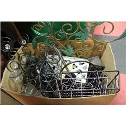 BOX OF ASSORTED CAST IRON & DECORATIVE PIECES