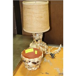 VINTAGE SEA SHELL LAMP & PLANT HOLDER