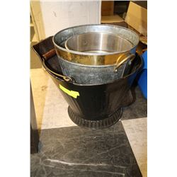 VINTAGE COAL PAIL & 2 METAL TUBES