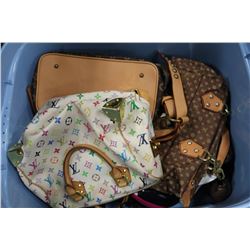 BIN OF PURSES AND SHOES