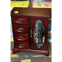 WOOD JEWELLERY BOX W CONTENTS