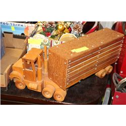 VINTAGE WOODEN TRUCK WITH TRAILER