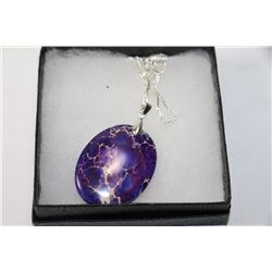 HAND SET ABALONE PENDANT ON CHAIN