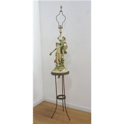 Double Figural White Metal Lamp