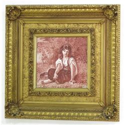 Ceramic Plaque of Seated Young Lady