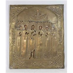 Russian Icon of Jesus and 6 Saints