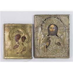 2 Russian Icons, "Mother and Child" and Jesus