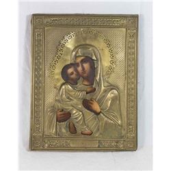 Russian Icon of Blessed Mother and Baby Jesus