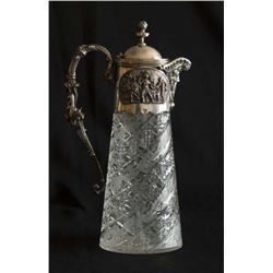 Cutglass & Silverplate Over Bronze Figural Pitcher