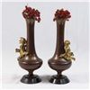 Image 1 : Pair of Patinated Bronze Vases with Cupid Relief