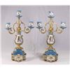 Image 1 : Pair Sèvres Style Brass & Porcelain Candelabra