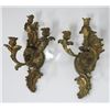 Image 1 : Pair Finely Cast Doré Bronze 3 Arm Sconces