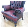 Image 3 : Pair Red Tufted Leather Arm Chairs