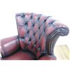 Image 4 : Pair Red Tufted Leather Arm Chairs