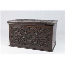 17th Century British Carved Oak Box