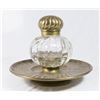 Image 1 : Continental Brass & Glass Inkwell