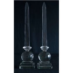 Pair Large Glass Obelisks