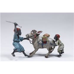 Cold Bronze Vienna Style Boys Pulling Donkey