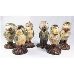 Set of 6 Majolica Birds