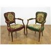 Image 1 : 2 Italian Carved Walnut Needlepoint Chairs