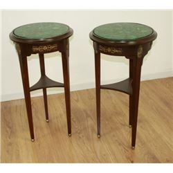 Pair Side Tables with Bronze Mounts