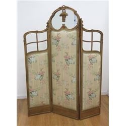 French Giltwood Screen with Center Mirror