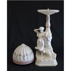 Alabaster Farm Girl Lamp