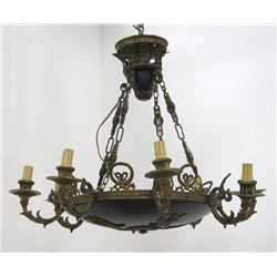 Empire Style 8-Light Brass Ring Form Chandelier