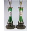 Image 1 : Pair Bohemian Glass Vases Mounted as Lamps