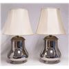 Image 1 : 2 Silvered Ceramic Lamps with Shades