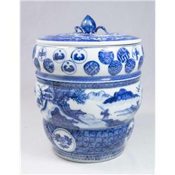 Blue & White Porcelain Covered Jar