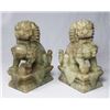 Image 1 : Pair Chinese Soft Stone Seated Foo Dogs
