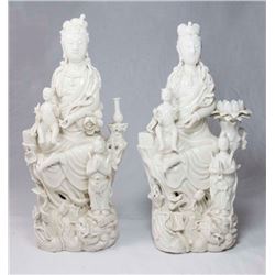 Pair Chinese Porcelain Guan Yin