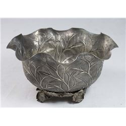 Chinese Silverplated Bowl with Floral Design