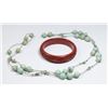 Image 1 : Chinese Cinnabar Bangle & Green Beaded Necklace