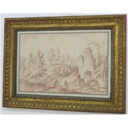 European Sanguine Drawing, Landscape