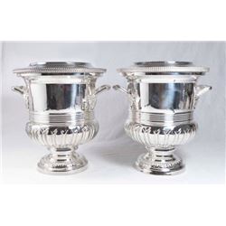 Pair Silverplated Wine Coolers