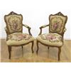Image 1 : Pair of French Carved Walnut Needlepoint Armchairs