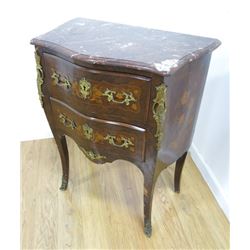 Louis XV Style Marble Top Marquetry Commode