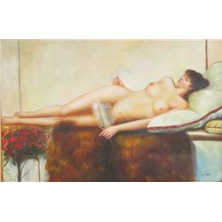 Modern Oil on Canvas, Reclining Nude