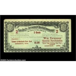 Zimmerman, MN- Wm. Swanson General Merchandise Savings Check $2This Savings Check, isued by the Savi