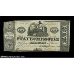 Jefferson City, MO - State of Missouri $5 Jan. 1, 1864 Cr. 5aThis lovely note is nearly uncirculated