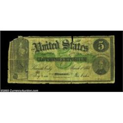 Kansas City, MO- Jos. Cahn $5 March 1, 1866 Ad NoteA most interesting ad note which is a virtual dup