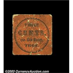Troy, NY - Uncertain Issuer 3óA fractional merchant's chit in black on orange. Although signed on th