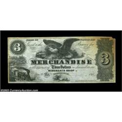 Manitowoc, WI-Unidentified Issuer $3A scarce piece of circa 1850's Wisconsin scrip. About Uncirculat