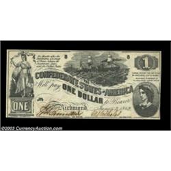 T44 $1 1862. This Choice About Uncirculated example has a well-concealed diagonal fold that keeps it