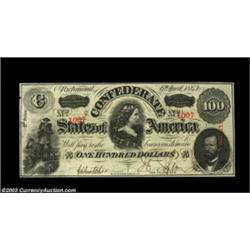 T56 $100 1863. Crackling fresh, with boldly embossed serial numbers and flawless centering. Choice C