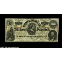T56 $100 1863. Several light vertical folds are present, but the centering and margins are exception