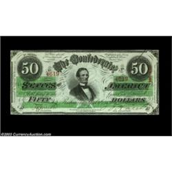T57 $50 1863. A fully original Jefferson Davis $5o with crackling fresh paper quality and great eye.