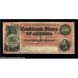 T64 $500 1864. General T. J. "Stonewall" Jackson, who is pictured on this note, is prominently featu